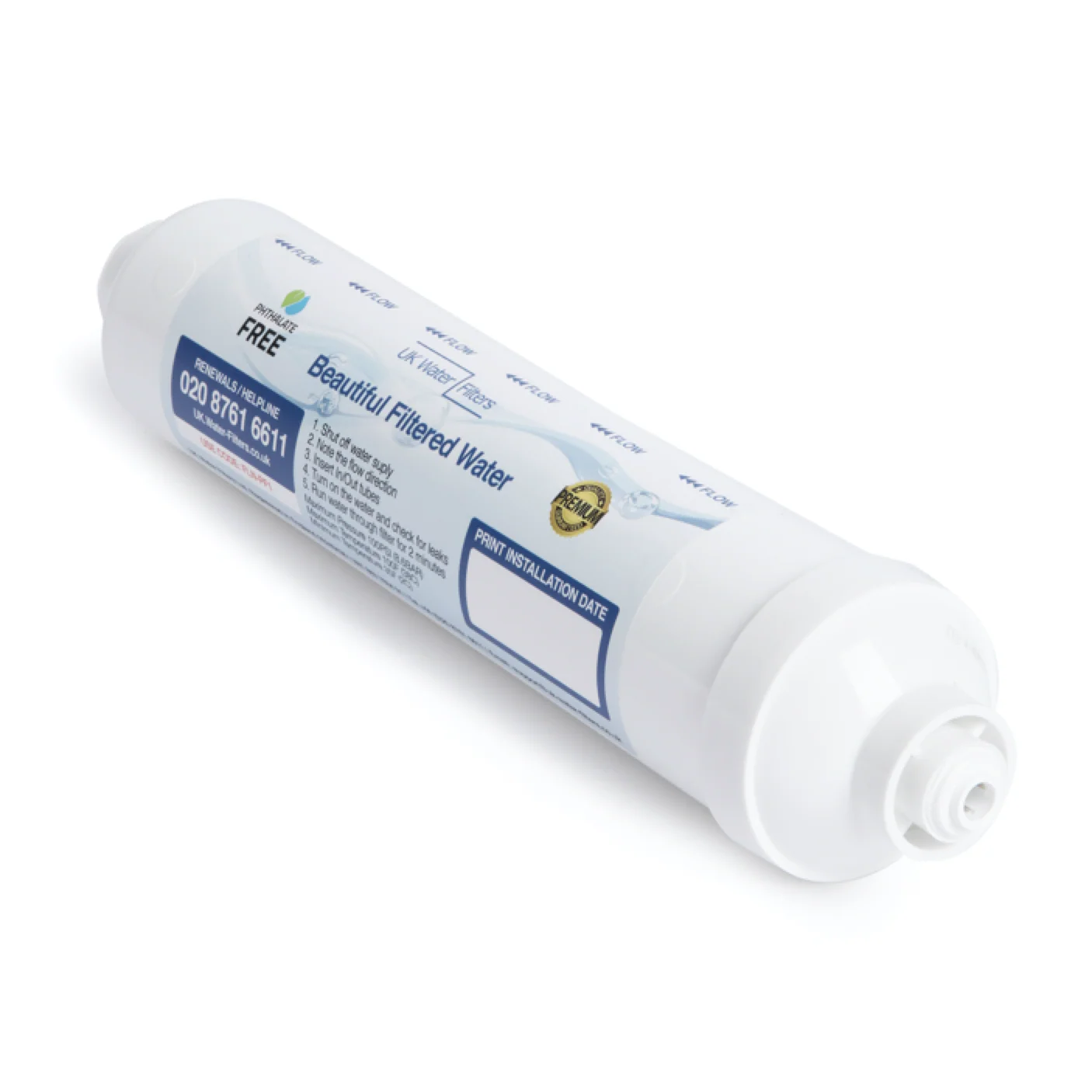Inline Water Filter with Push Fit Connectors